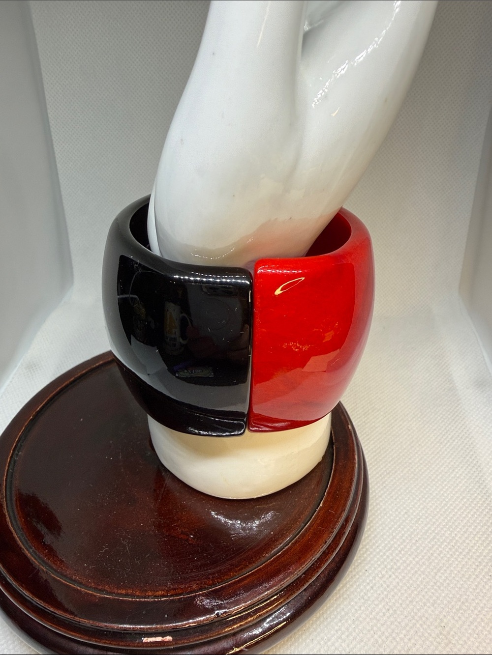 Chico's Bracelet Two Toned, Hinged, Red and Black Resin Bangle NEW